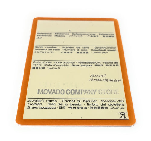 Ebel The Architects of Time Movado Company Store 3 Year Warranty Card