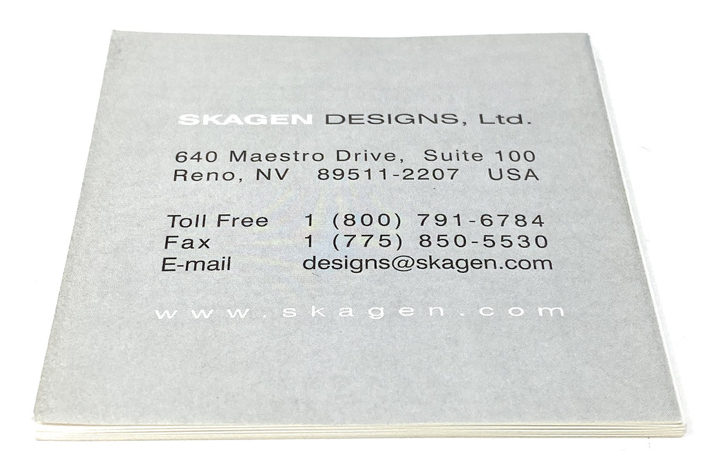 Skagen Lifetime Warranty Pamphlet