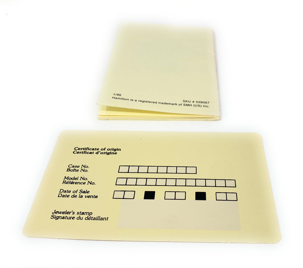 Hamilton America's Timekeeper Since 1892 General Instruction Booklet with 1 Year Warranty Card