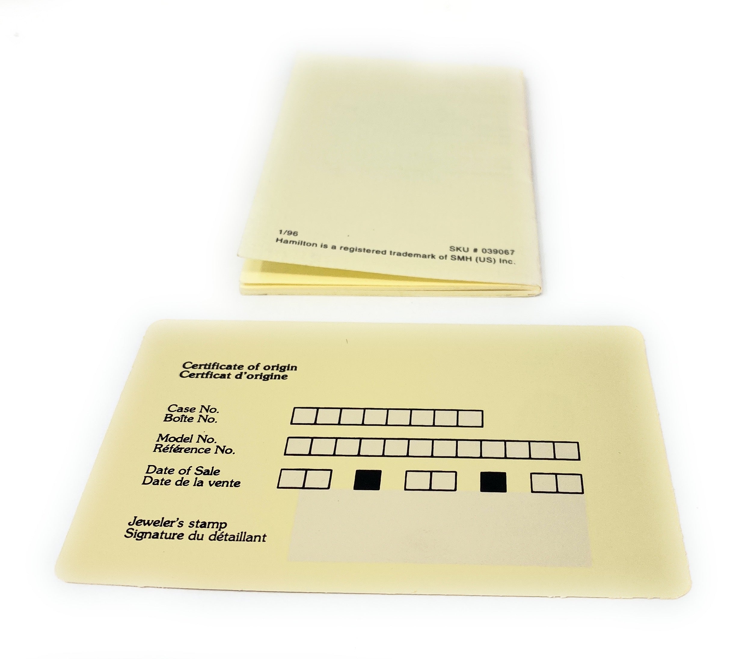 Hamilton America's Timekeeper Since 1892 General Instruction Booklet with 1 Year Warranty Card