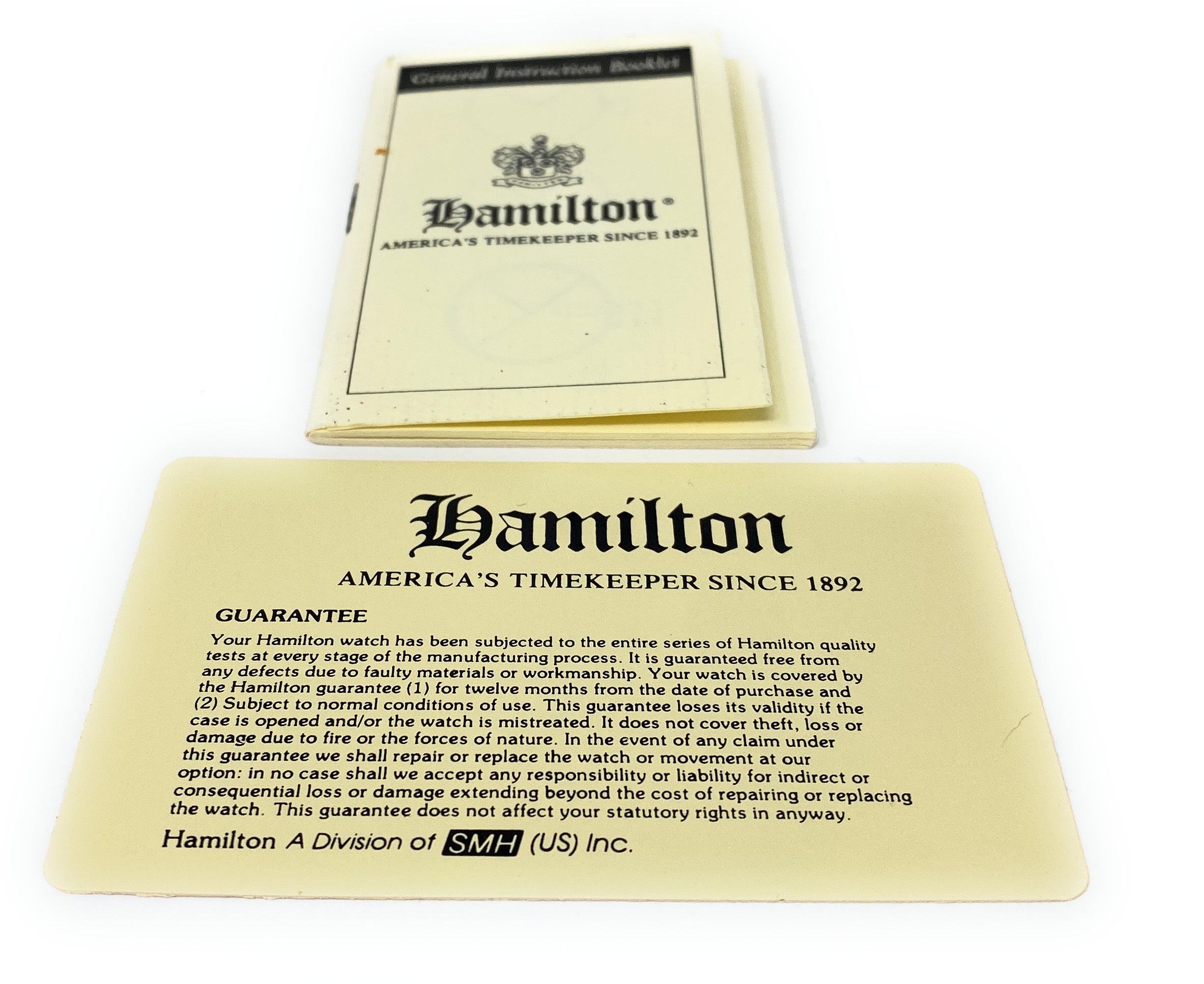 Hamilton America's Timekeeper Since 1892 General Instruction Booklet with 1 Year Warranty Card