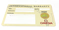 Omega International 1 Year Warranty Card 3020 New
