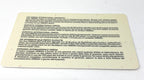 Omega International 1 Year Warranty Card 2011 New