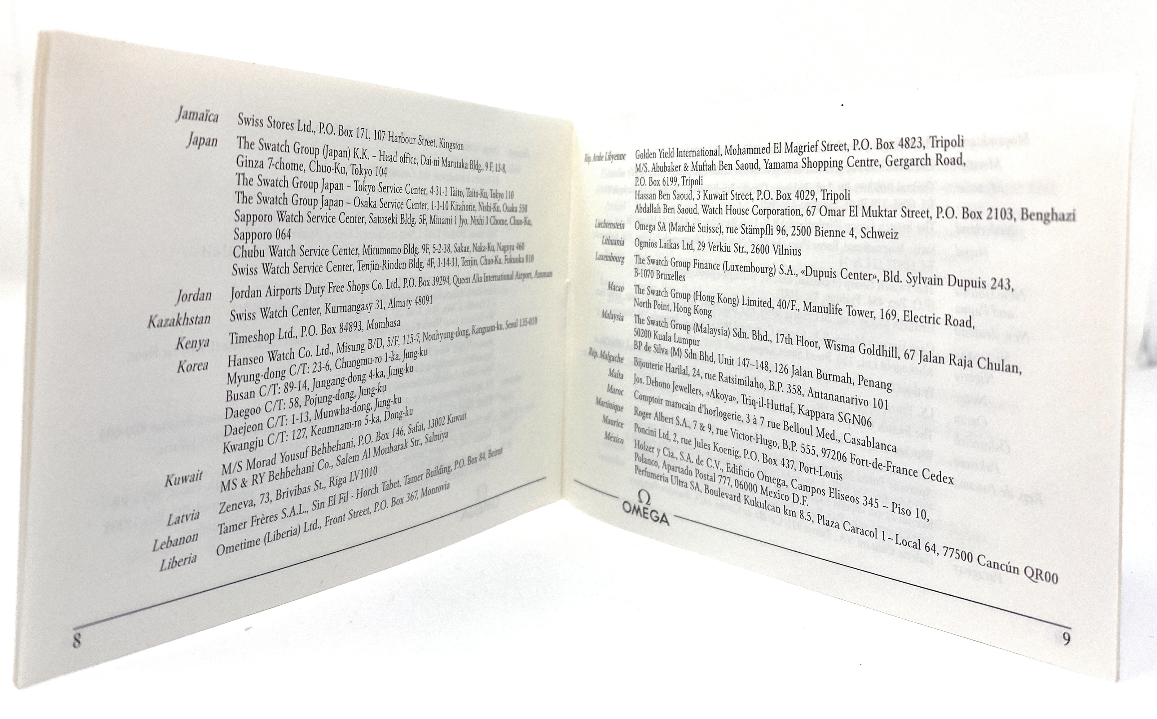 Omega Worldwide Service Centres Network Booklet