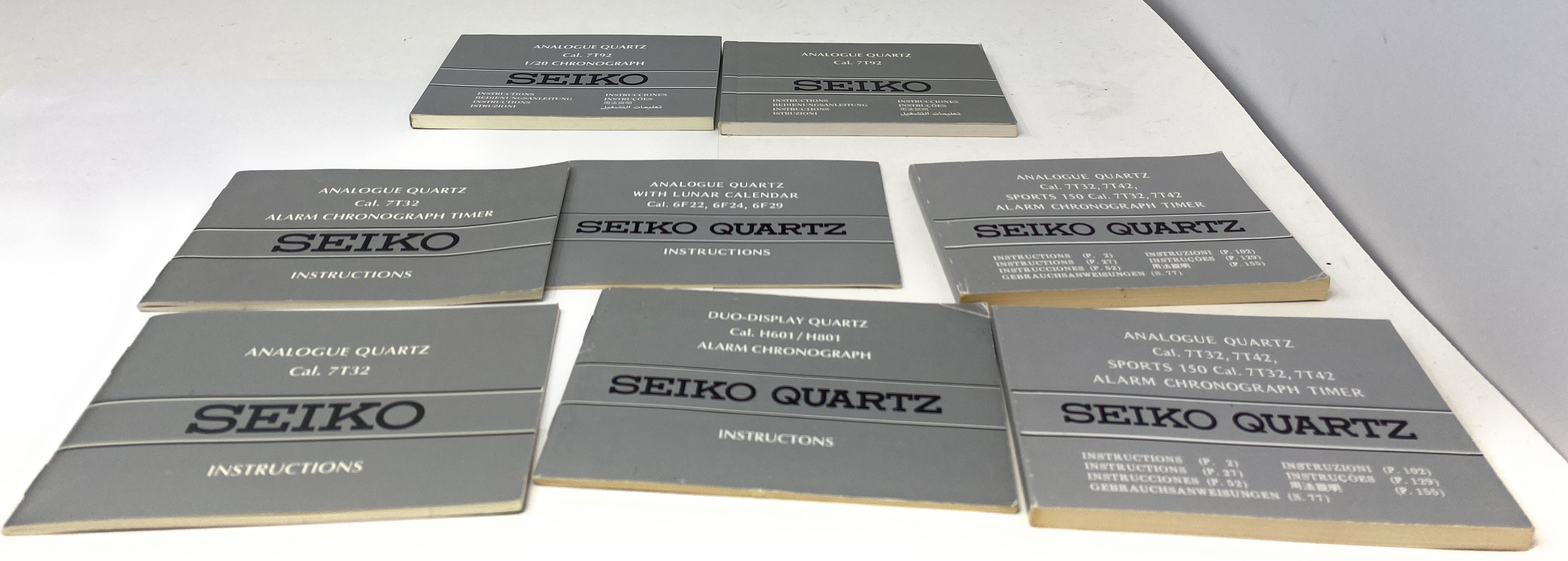 Seiko Analogue Quartz Alarm Chronograph Timer Instruction Booklets