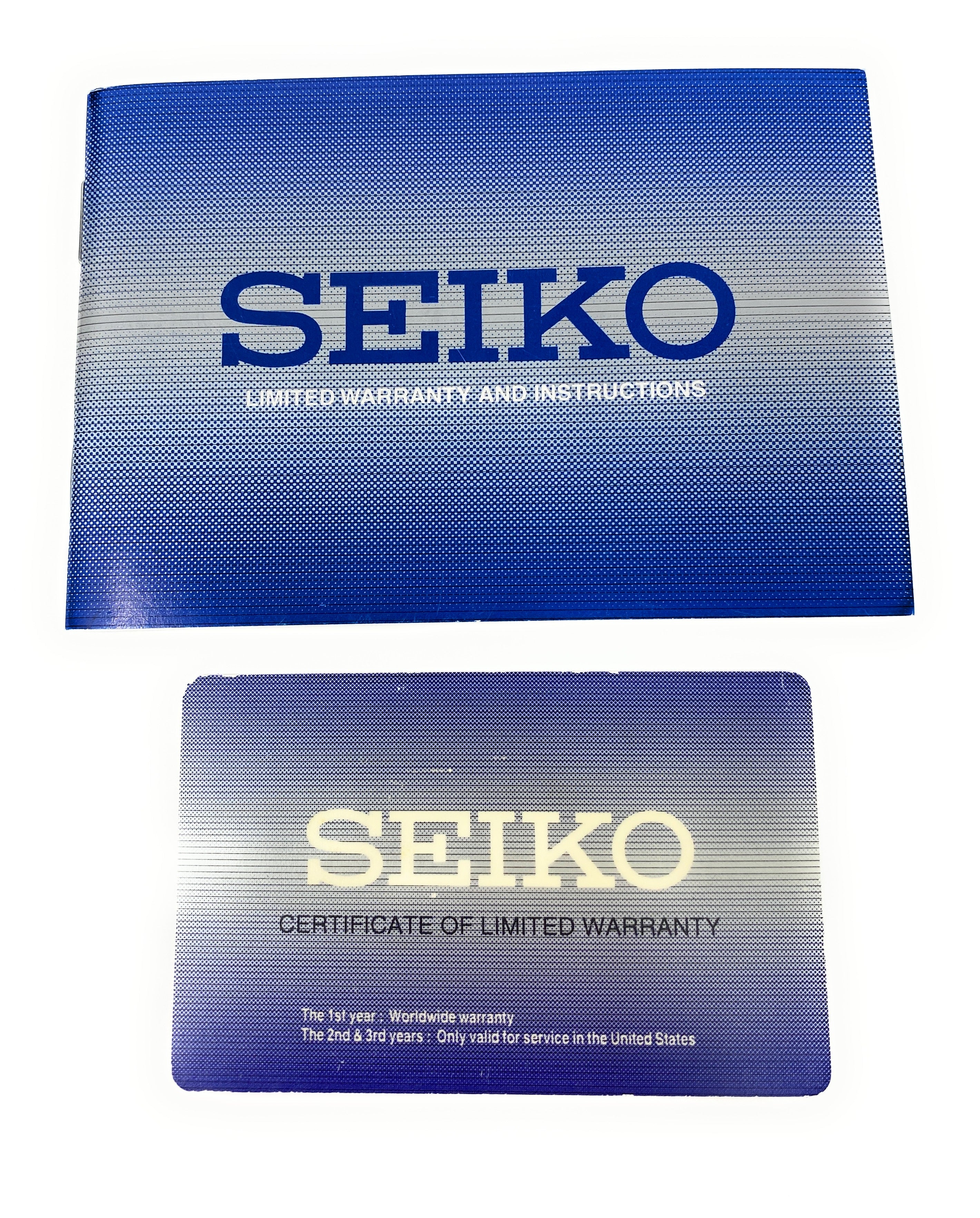 Seiko Blue Instruction and 3 Year Warranty Booklet with 3 Year Warranty Card