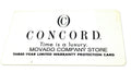 Concord 3 Year Warranty Card