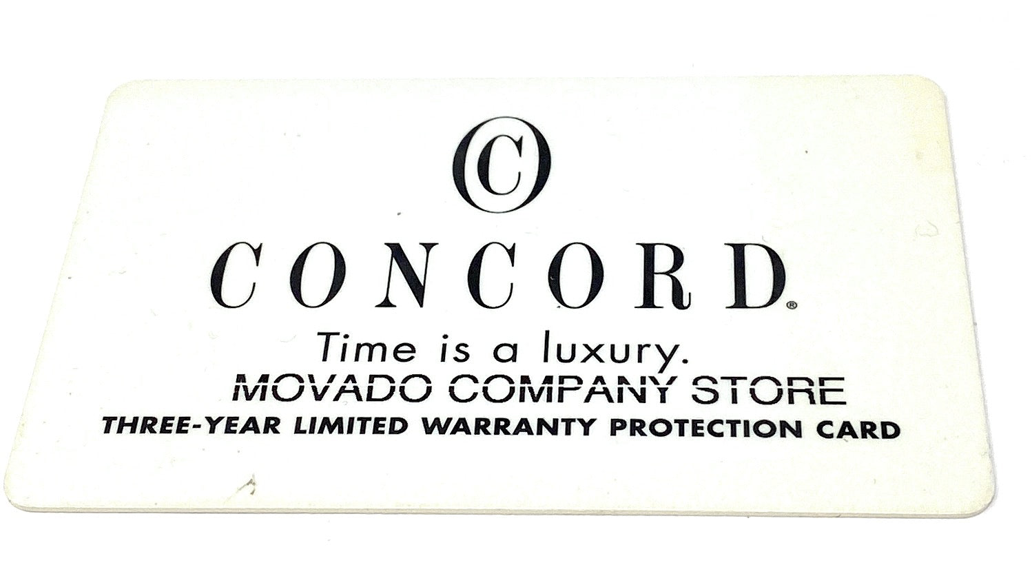 Concord 3 Year Warranty Card