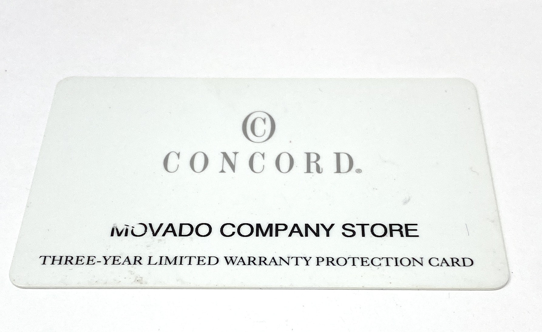 Concord 3 Year Warranty Card