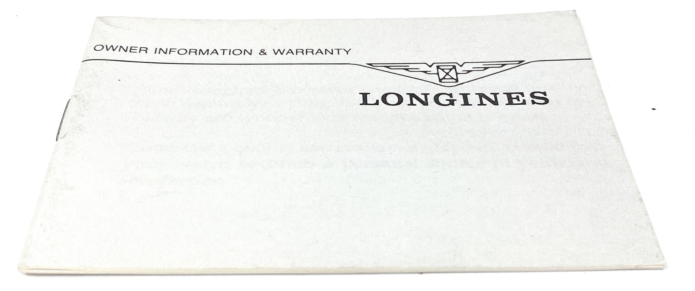 Longines White Owner Information and 1 Year Warranty Booklet