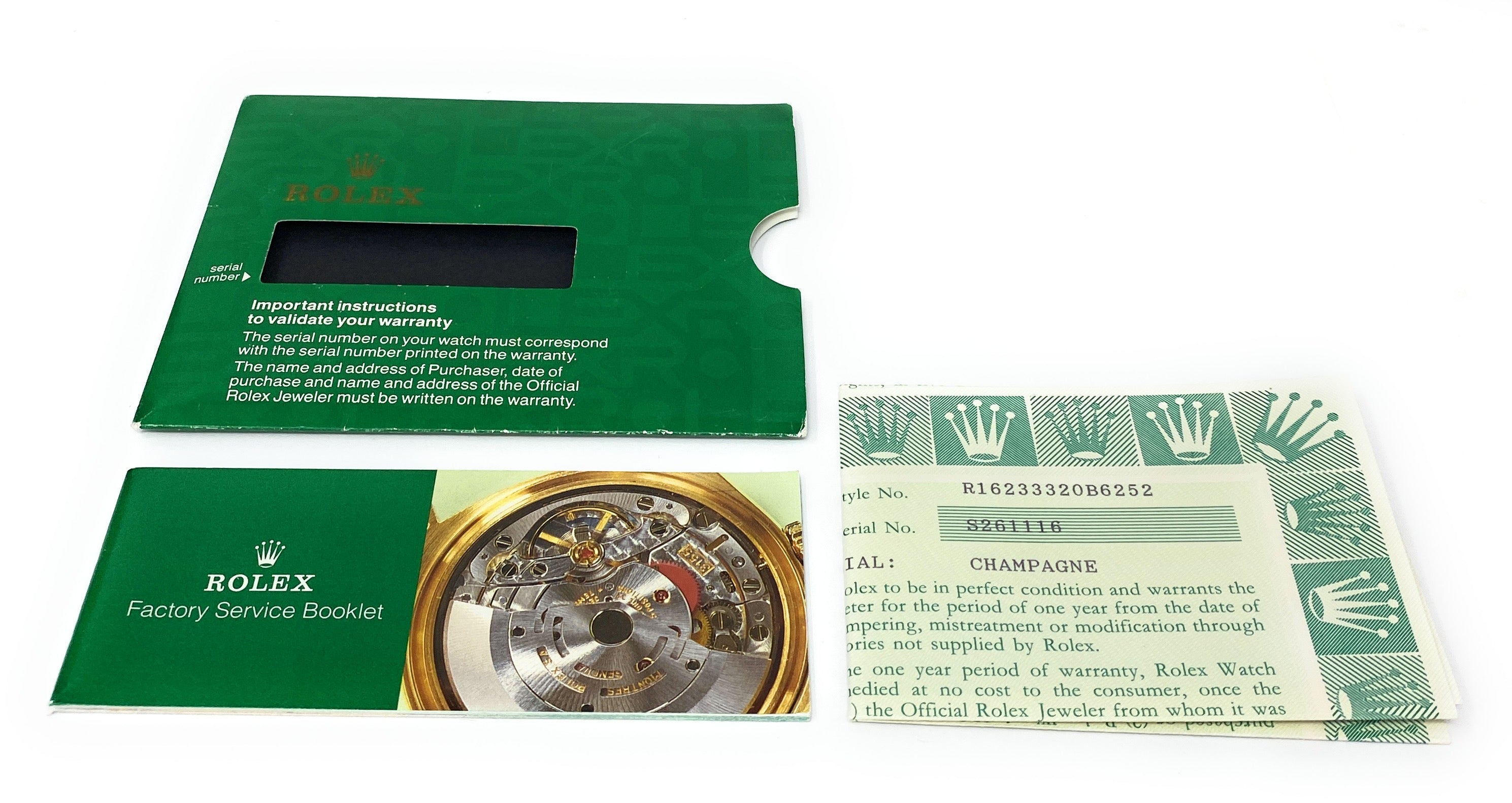 Rolex Packet with Service Booklet, 1 Year Warranty Certificate and Factory Service Booklet